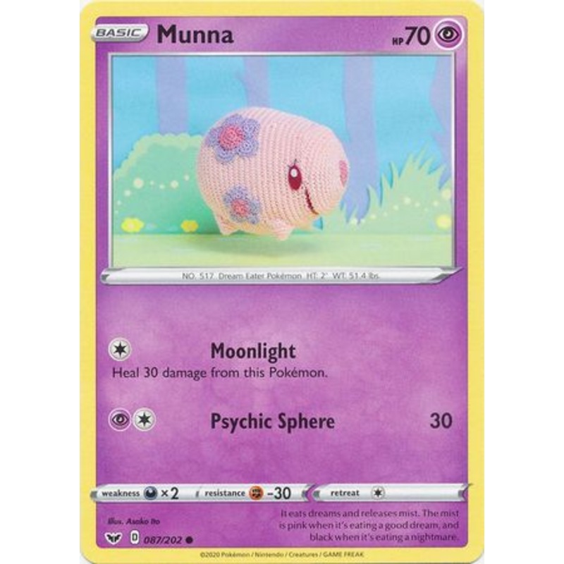 Pokemon Card Sword and Shield 087/202 87/202 Munna Common