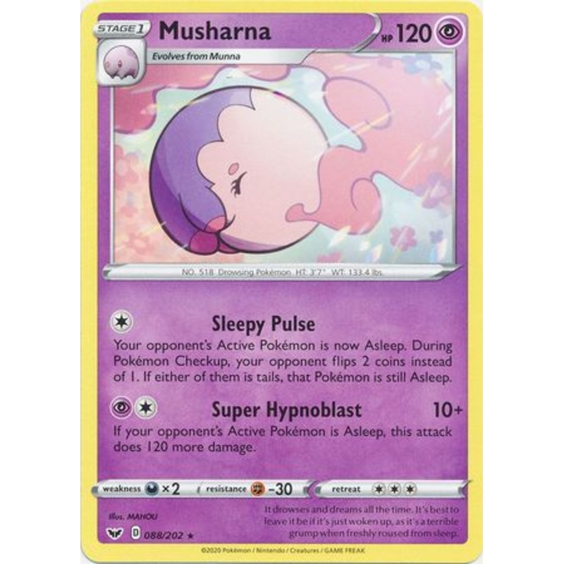 Pokemon Card Sword and Shield 088/202 88/202 Musharna Rare