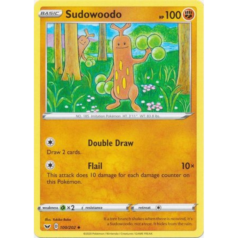 Pokemon Card Sword and Shield 100/202 Sudowoodo Uncommon