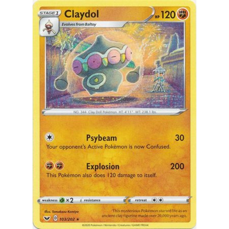 Pokemon Card Sword and Shield 103/202 Claydol Rare