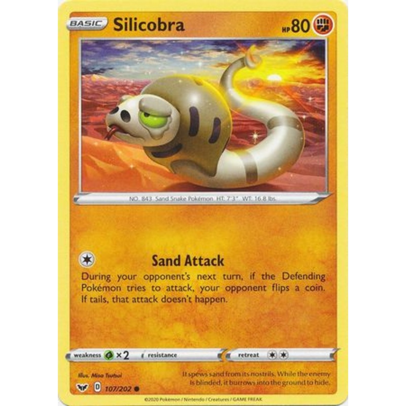Pokemon Card Sword and Shield 107/202 Silicobra Common