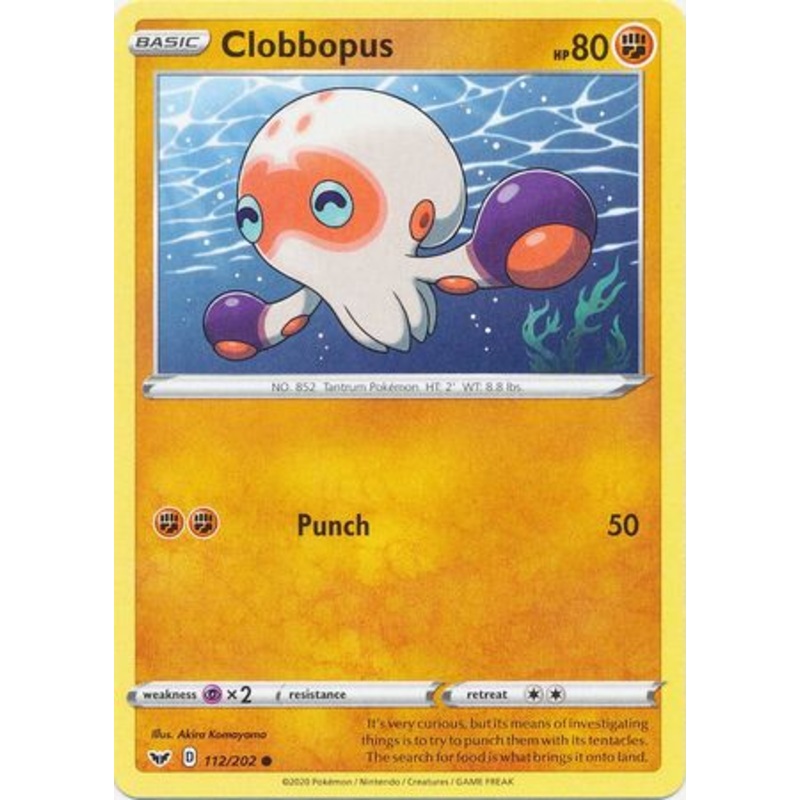 Pokemon Card Sword and Shield 112/202 Clobbopus Common