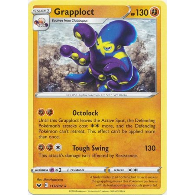 Pokemon Card Sword and Shield 113/202 Grapploct Rare