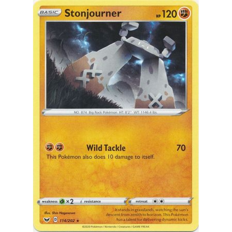Pokemon Card Sword and Shield 114/202 Stonjourner Rare