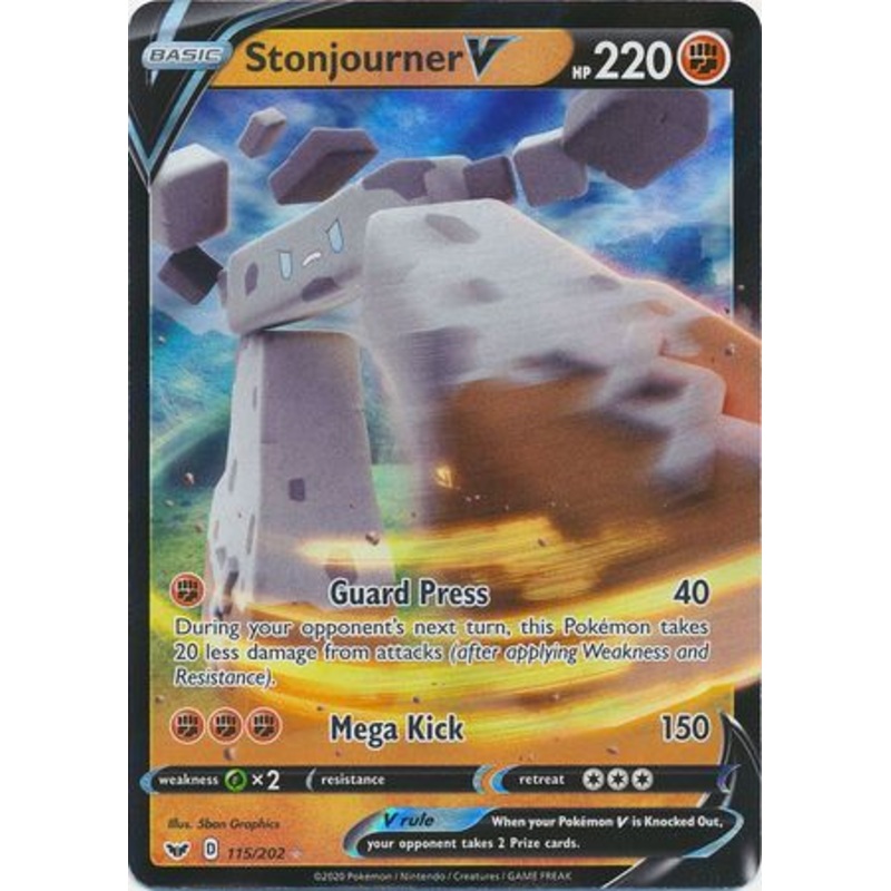 Pokemon Card Sword and Shield 115/202 Stonjourner V Ultra Rare