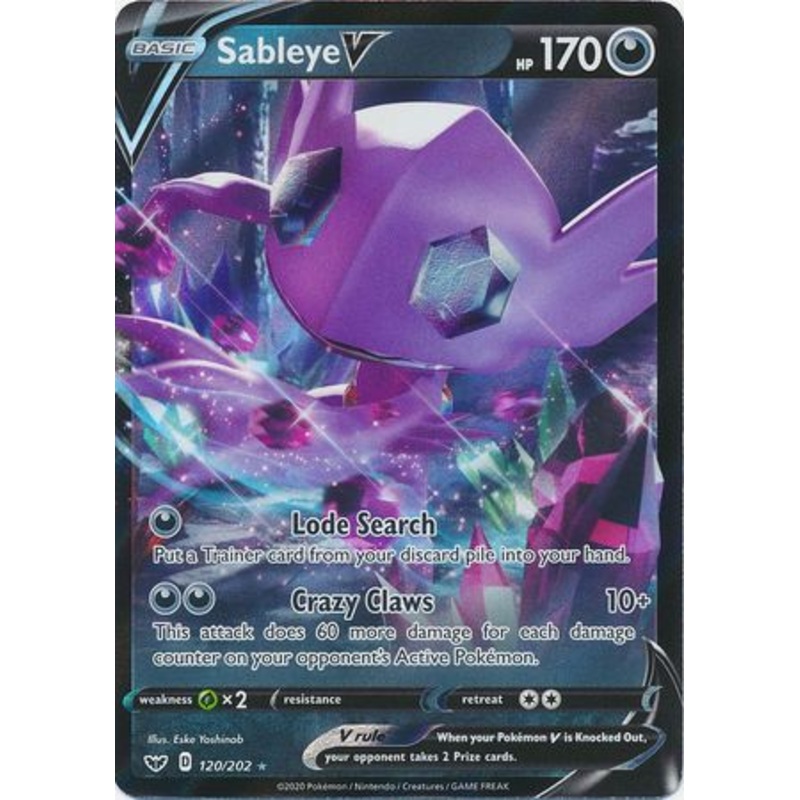 Pokemon Card Sword and Shield 120/202 Sableye V Ultra Rare