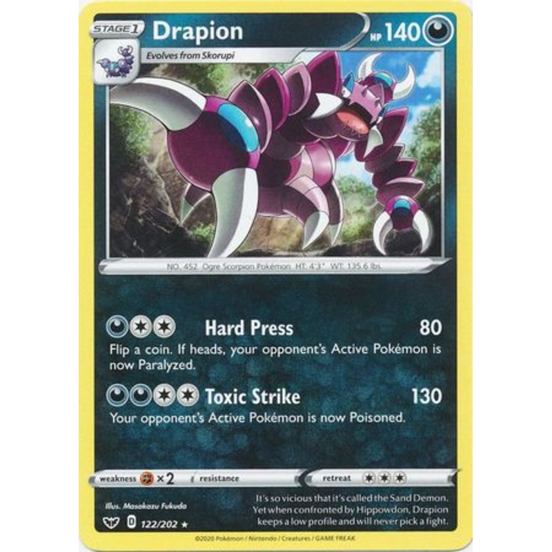 Pokemon Card Sword and Shield 122/202 Drapion Rare