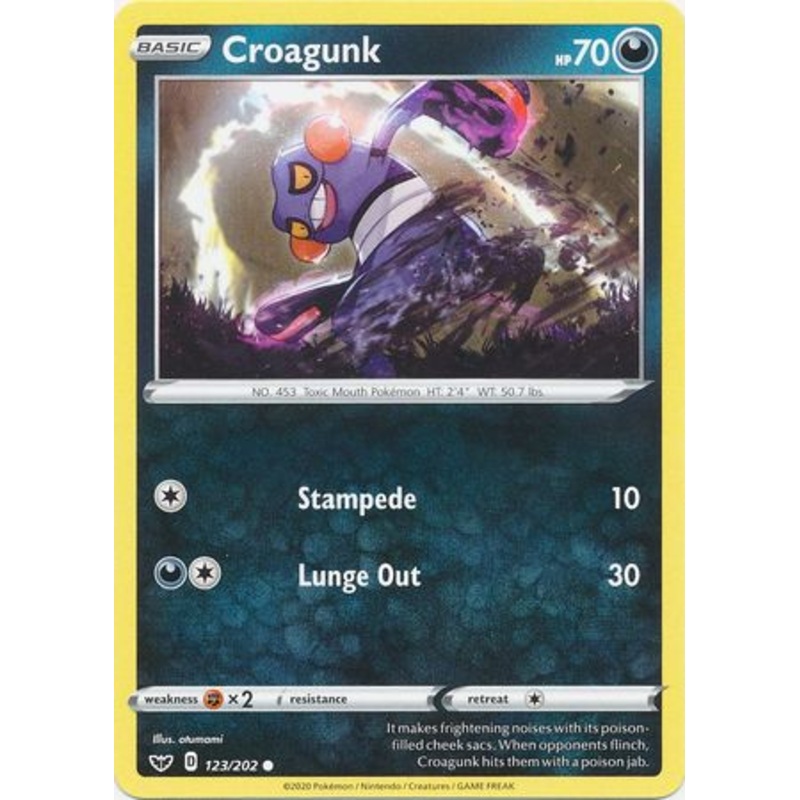 Pokemon Card Sword and Shield 123/202 Croagunk Common