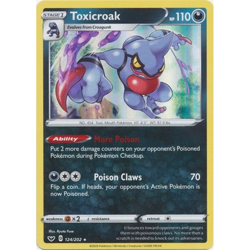 Pokemon Card Sword and Shield 124/202 Toxicroak Holo Rare