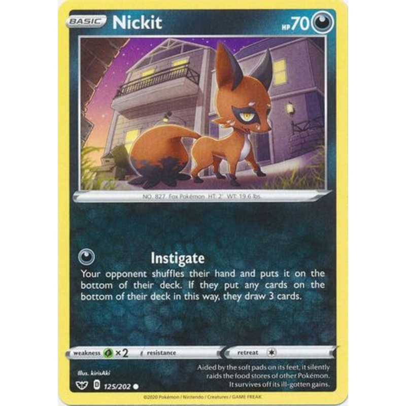 Pokemon Card Sword and Shield 125/202 Nickit Common