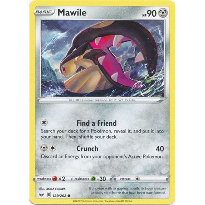 Pokemon Card Sword and Shield 129/202 Mawile Common