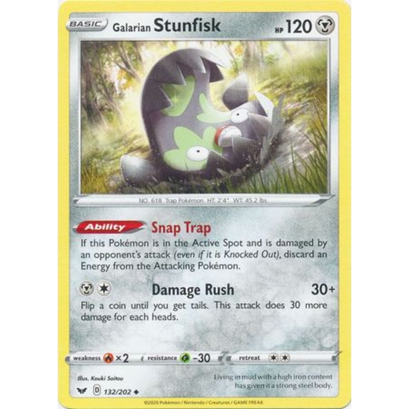 Pokemon Card Sword and Shield 132/202 Galarian Stunfisk Uncommon