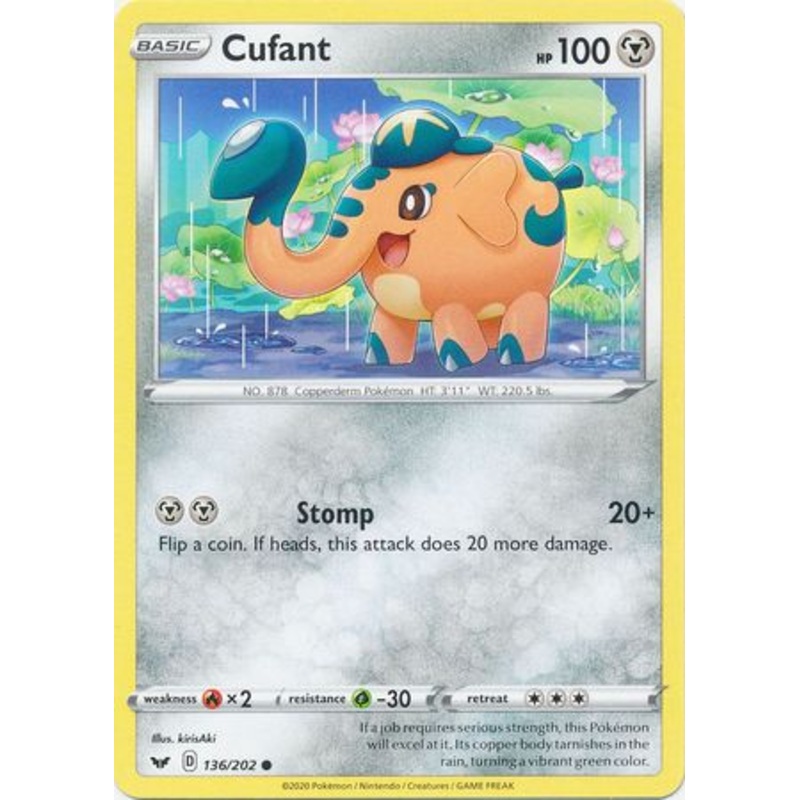 Pokemon Card Sword and Shield 136/202 Cufant Common