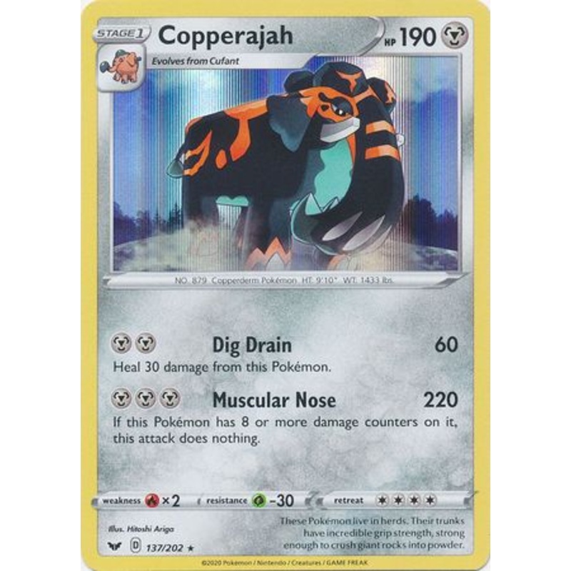 Pokemon Card Sword and Shield 137/202 Copperajah Holo Rare