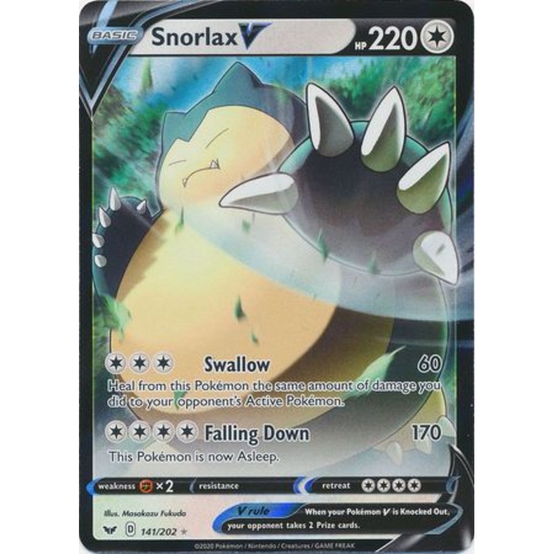 Pokemon Card Sword and Shield 141/202 Snorlax V Ultra Rare