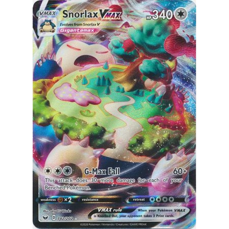 Pokemon Card Sword and Shield 142/202 Snorlax VMAX Ultra Rare