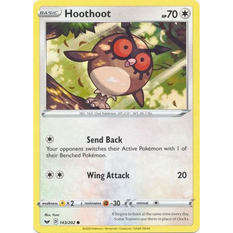 Pokemon Card Sword and Shield 143/202 Hoothoot Common