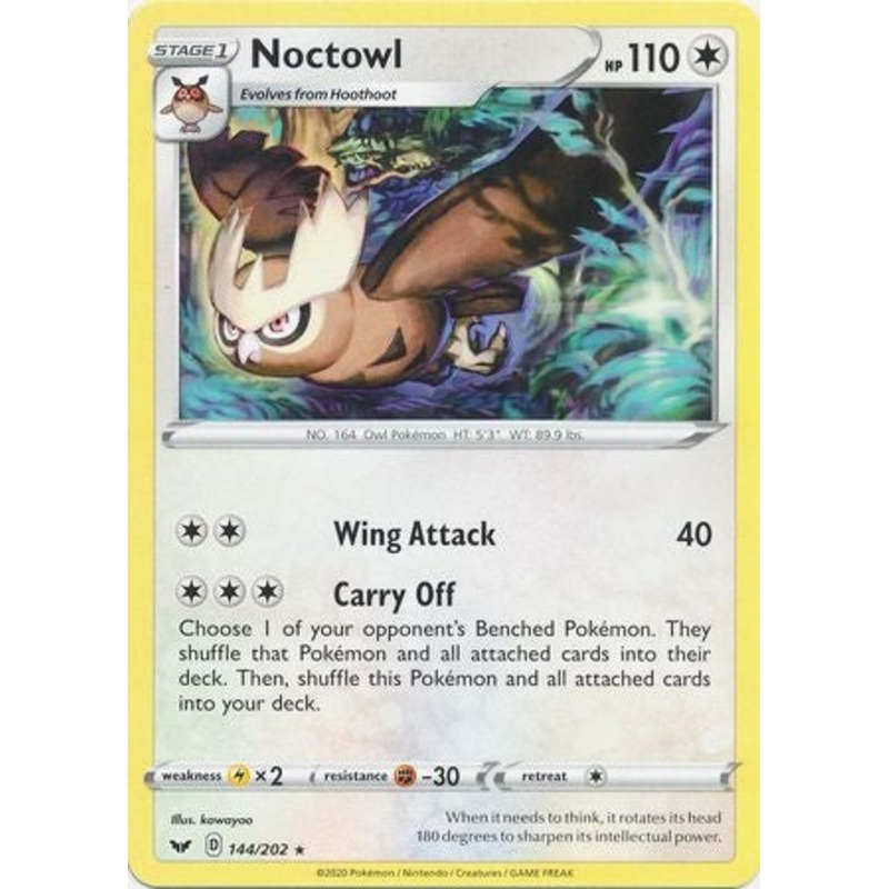 Pokemon Card Sword and Shield 144/202 Noctowl Rare