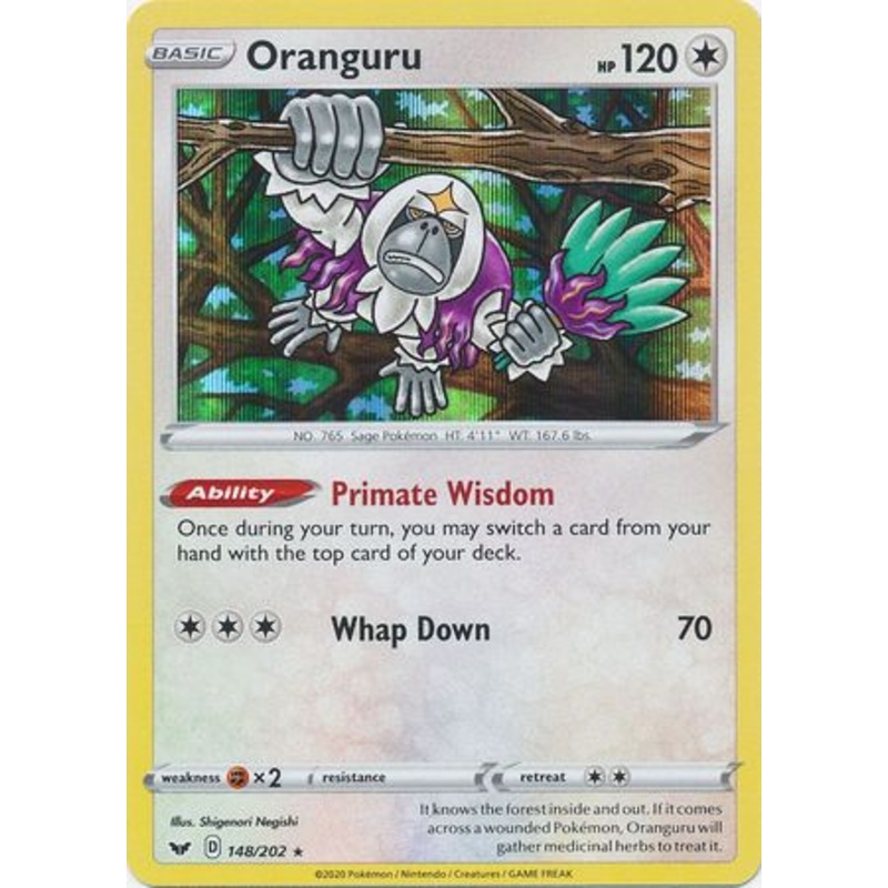 Pokemon Card Sword and Shield 148/202 Oranguru Holo Rare