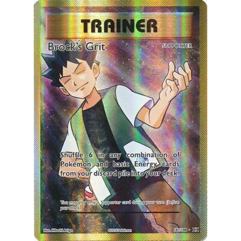 Pokemon Card XY Evolutions 107/108 Brock’s Grit Supporter Full Art Rare Ultra
