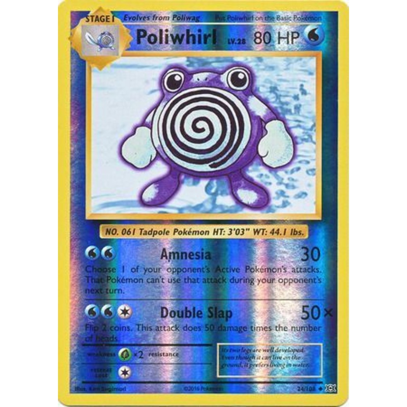 Pokemon Card XY Evolutions 24/108 Poliwhirl  Reverse Holo Uncommon