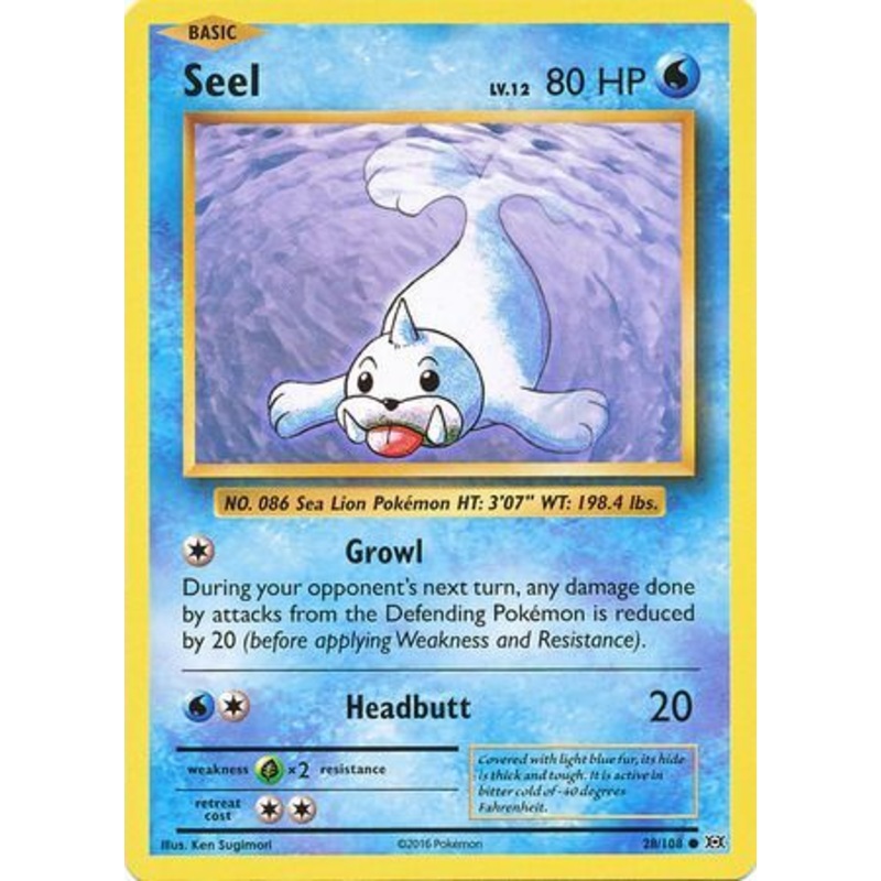 Pokemon Card XY Evolutions 28/108 Seel Common