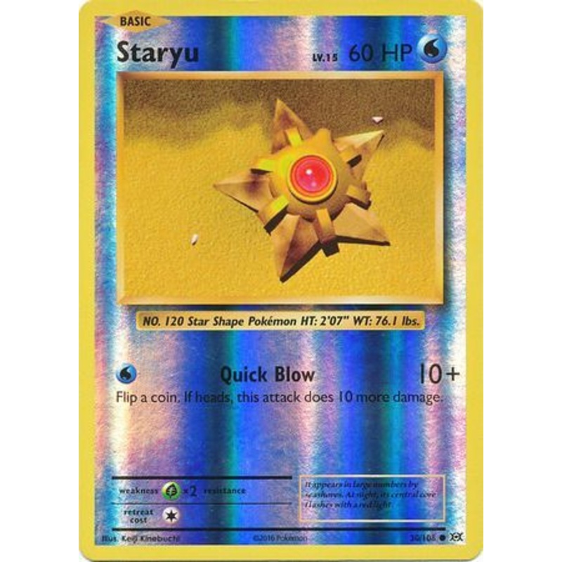 Pokemon Card XY Evolutions 30/108 Staryu Reverse Holo Common