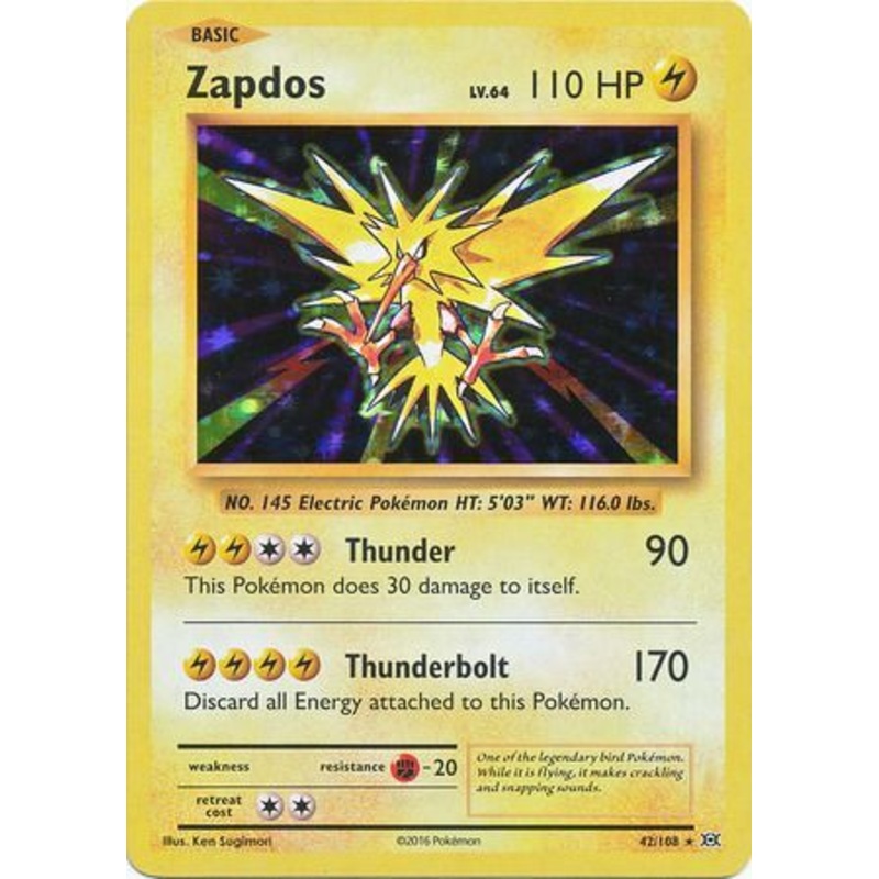 Pokemon Card XY Evolutions 42/108 Zapdos Rare Holo