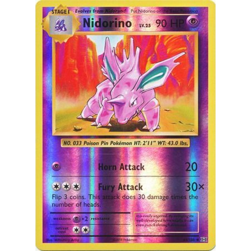 Pokemon Card XY Evolutions 44/108 Nidorino  Reverse Holo Uncommon