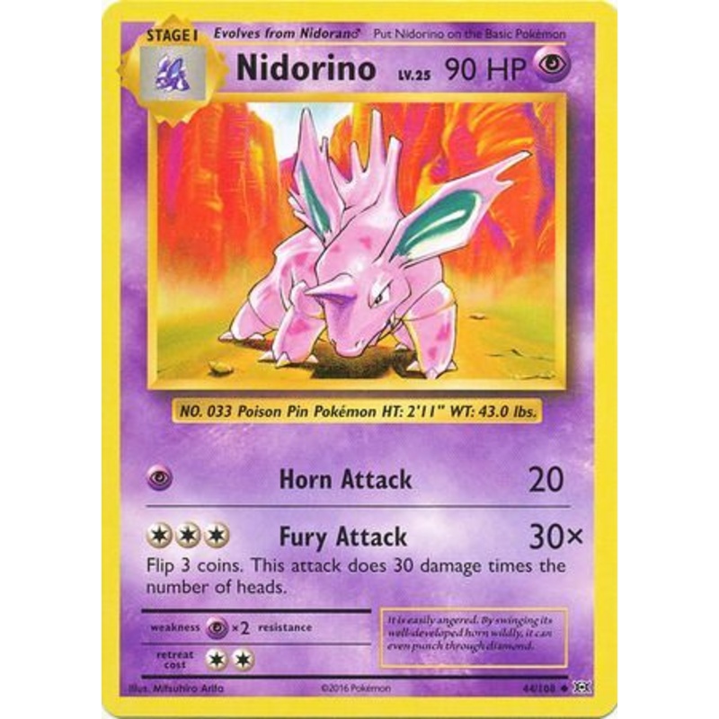Pokemon Card XY Evolutions 44/108 Nidorino Uncommon