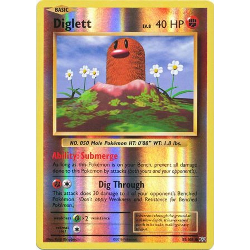 Pokemon Card XY Evolutions 55/108 Diglett Reverse Holo Common