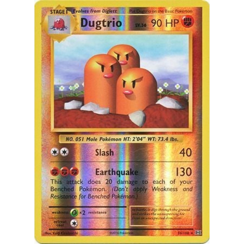 Pokemon Card XY Evolutions 56/108 Dugtrio Reverse Holo Rare