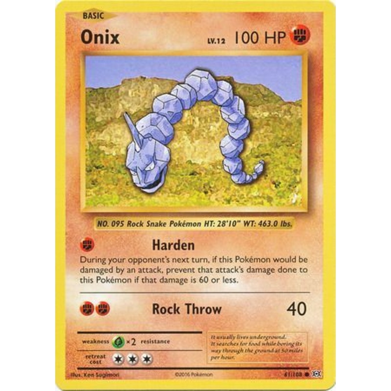 Pokemon Card XY Evolutions 61/108 Onix Common