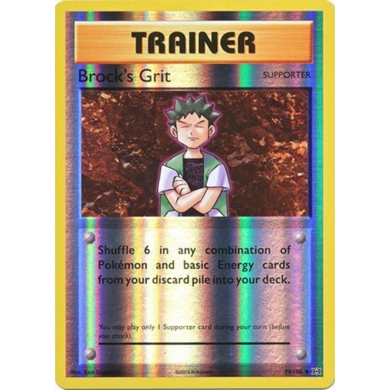 Pokemon Card XY Evolutions 74/108 Brock’s Grit Supporter  Reverse Holo Uncommon