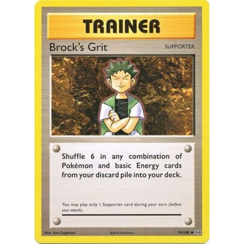 Pokemon Card XY Evolutions 74/108 Brock’s Grit Supporter Uncommon
