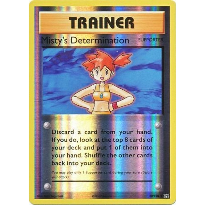 Pokemon Card XY Evolutions 80/108 Misty’s Determination Supporter  Reverse Holo Uncommon