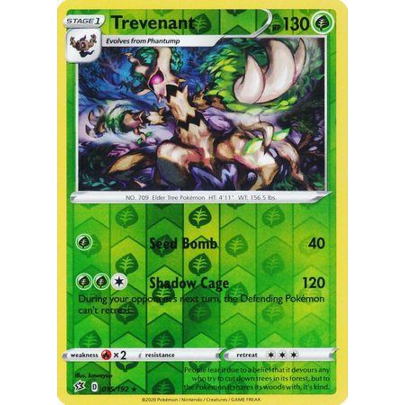 015/192 Trevenant Rebel Clash (RCL) Rare Reverse Holo