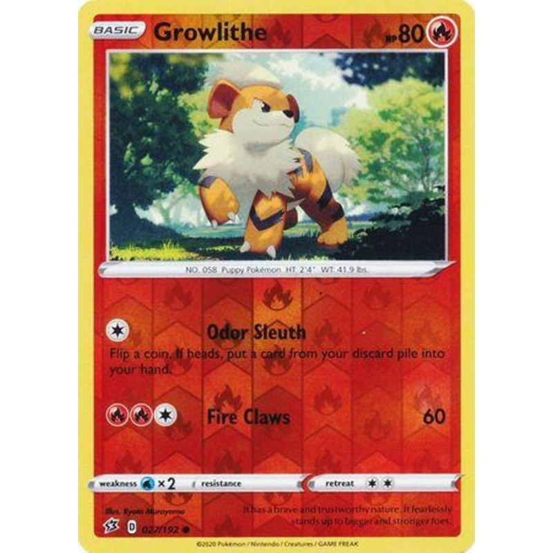 027/192 Growlithe Rebel Clash (RCL) Common Reverse Holo