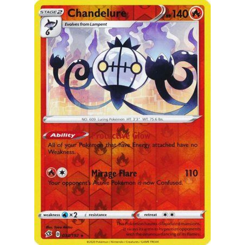 033/192 Chandelure Rebel Clash (RCL) Rare Reverse Holo