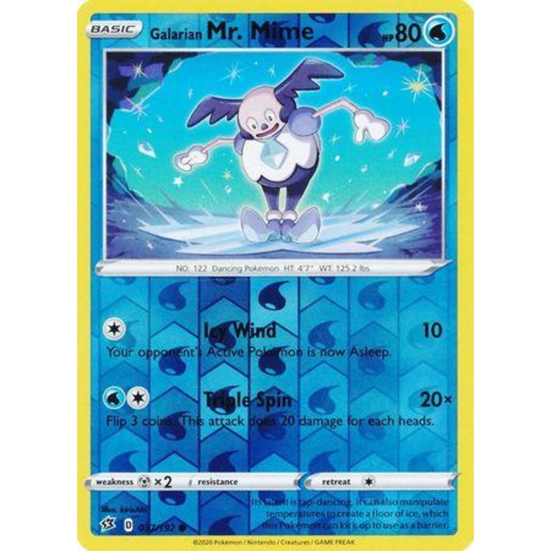 037/192 Galarian MrMime Rebel Clash (RCL) Common Reverse Holo