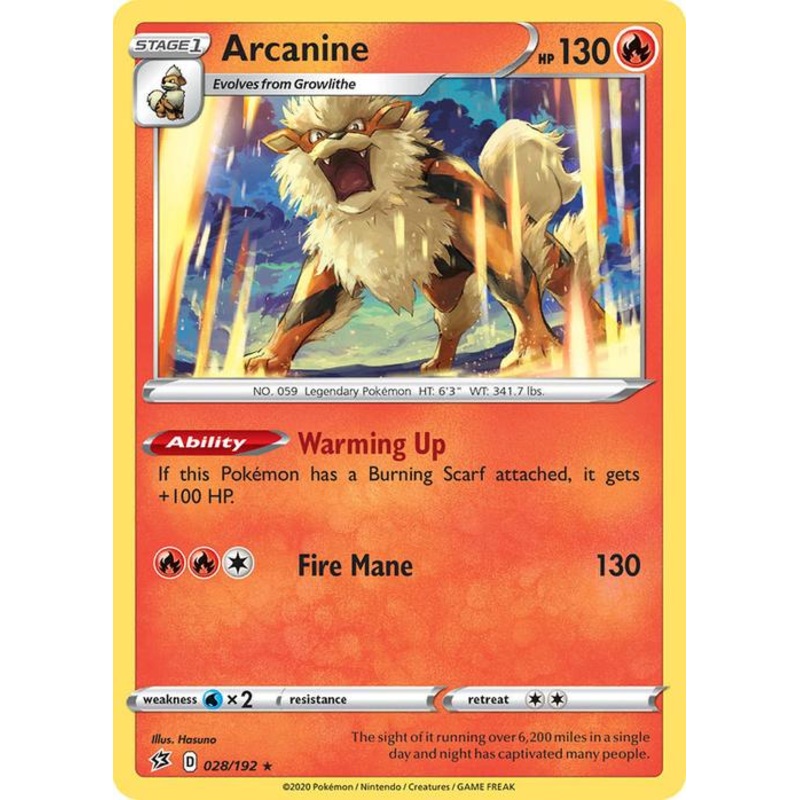 028/192 Arcanine Rebel Clash (RCL) Rare