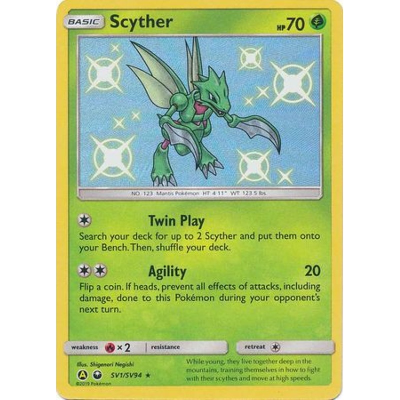 Pokemon Card Hidden Fates SV1/SV94 Scyther Shiny Rare