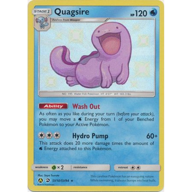 Pokemon Card Hidden Fates SV10/SV94 Quagsire Shiny Rare