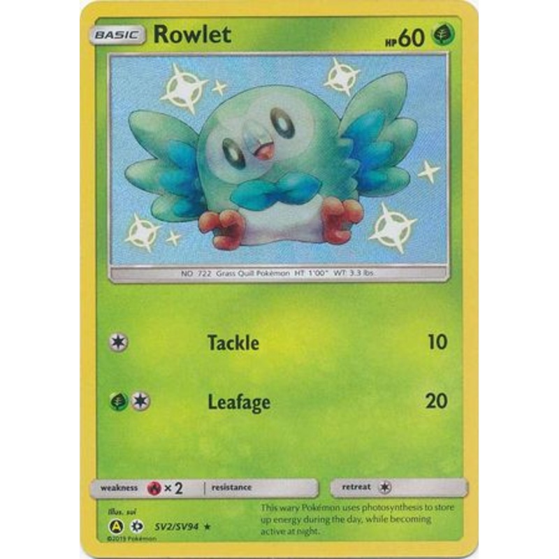 Pokemon Card Hidden Fates SV2/SV94 Rowlet Shiny Rare