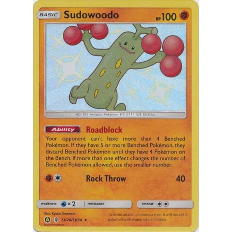Pokemon Card Hidden Fates SV20/SV94 Sudowoodo Shiny Rare
