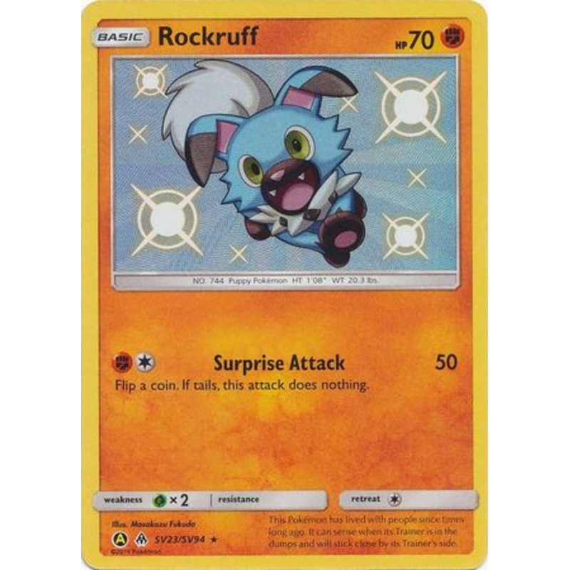 Pokemon Card Hidden Fates SV23/SV94 Rockruff Shiny Rare