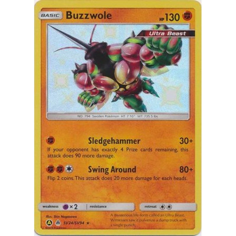 Pokemon Card Hidden Fates SV24/SV94 Buzzwole Shiny Rare