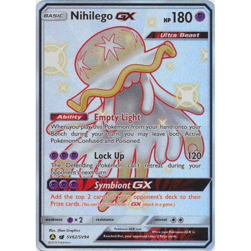 Pokemon Card Hidden Fates SV62/SV94 Nihilego GX Ultra Rare