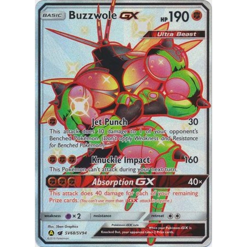 Pokemon Card Hidden Fates SV68/SV94 Buzzwole GX Ultra Rare