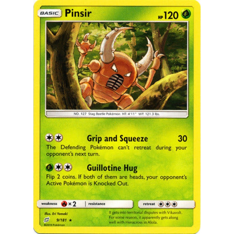 Pokemon Card Team Up 009/181 9/181 Pinsir Rare